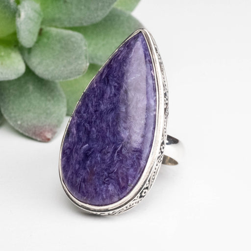 Charoite Ring 32x16mm Size 8 .925 Silver - InnerVision Crystals