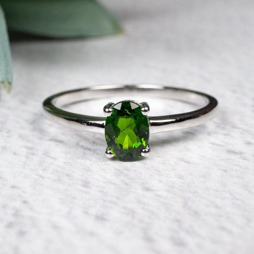 Chrome Diopside Ring 7x5mm size 10 - InnerVision Crystals