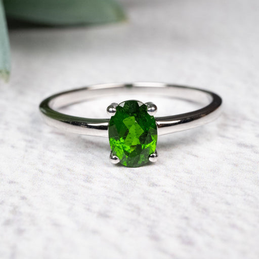 Chrome Diopside Ring 7x5mm size 9 - InnerVision Crystals
