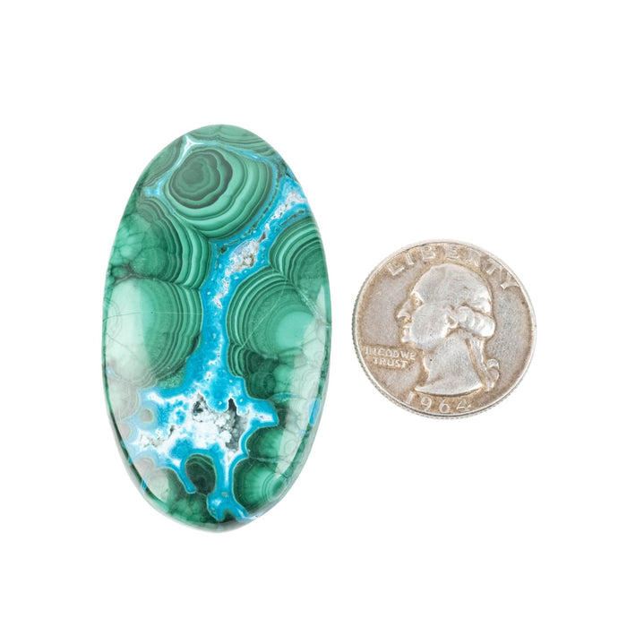 Chryscocolla + Malachite Cabochon 131.95 ct 54x30mm - InnerVision Crystals