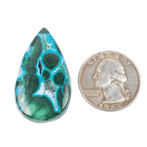 Chryscocolla + Malachite Cabochon 43.85 ct 37x22mm - InnerVision Crystals