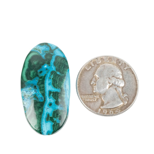Chryscocolla + Malachite Cabochon 46.80 ct 36x19mm - InnerVision Crystals