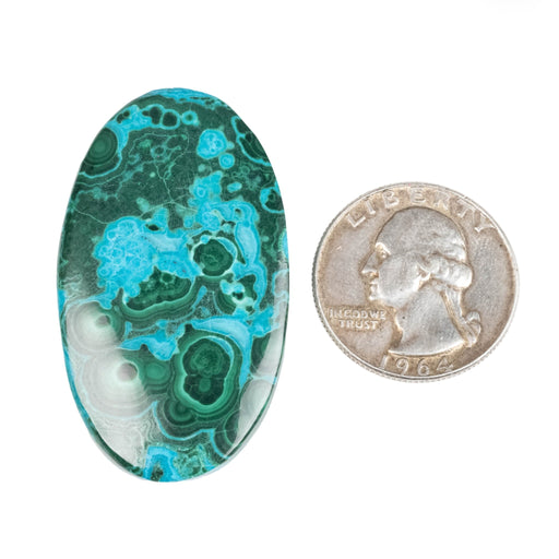 Chryscocolla + Malachite Cabochon 72.90 ct 46x27mm - InnerVision Crystals