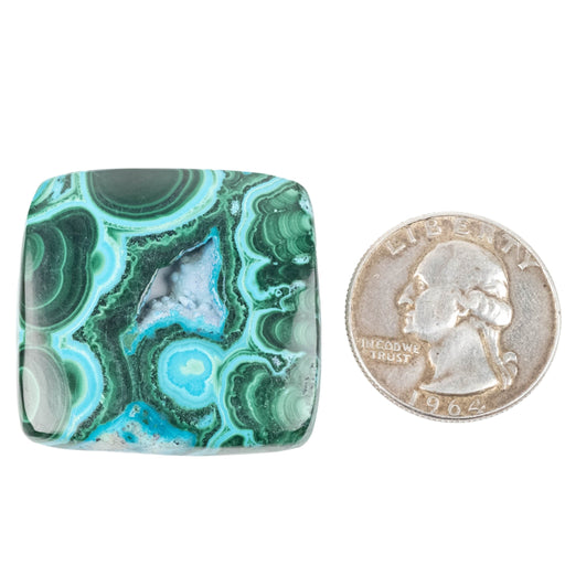 Chryscocolla + Malachite Cabochon 76.05 ct 34x32mm - InnerVision Crystals