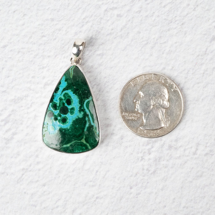 Chrysocolla + Malachite Pendant 12.16 g 42x21mm .925 Silver - InnerVision Crystals
