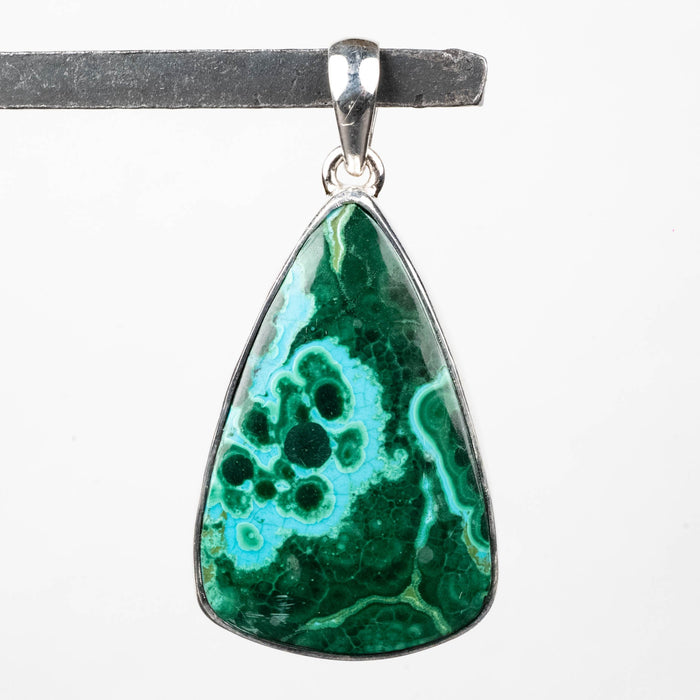 Chrysocolla + Malachite Pendant 12.16 g 42x21mm .925 Silver - InnerVision Crystals