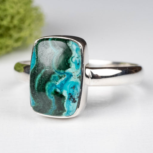 Chrysocolla + Malachite Ring 12x9mm Size 11 .925 Silver - InnerVision Crystals