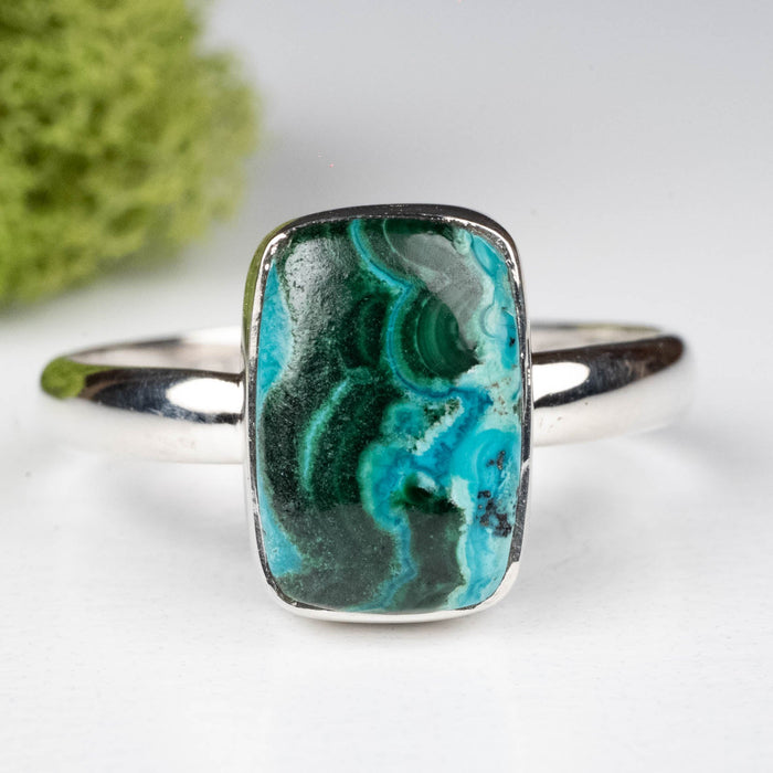 Chrysocolla + Malachite Ring 12x9mm Size 11 .925 Silver - InnerVision Crystals