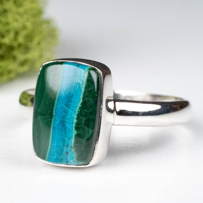 Chrysocolla + Malachite Ring 12x9mm Size 11 .925 Silver - InnerVision Crystals