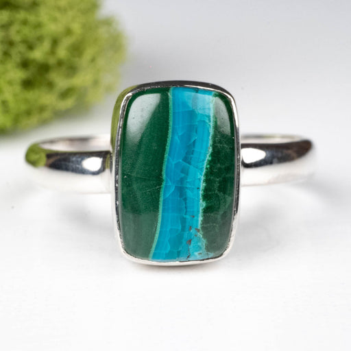 Chrysocolla + Malachite Ring 12x9mm Size 11 .925 Silver - InnerVision Crystals