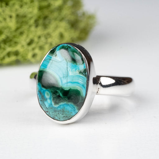 Chrysocolla + Malachite Ring 12x9mm Size 5 .925 Silver - InnerVision Crystals
