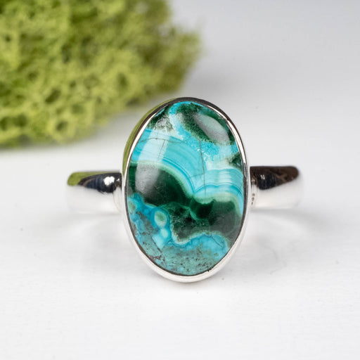 Chrysocolla + Malachite Ring 12x9mm Size 5 .925 Silver - InnerVision Crystals