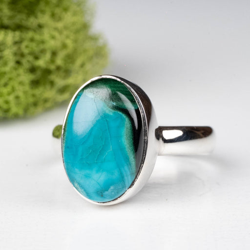 Chrysocolla + Malachite Ring 12x9mm Size 5 .925 Silver - InnerVision Crystals