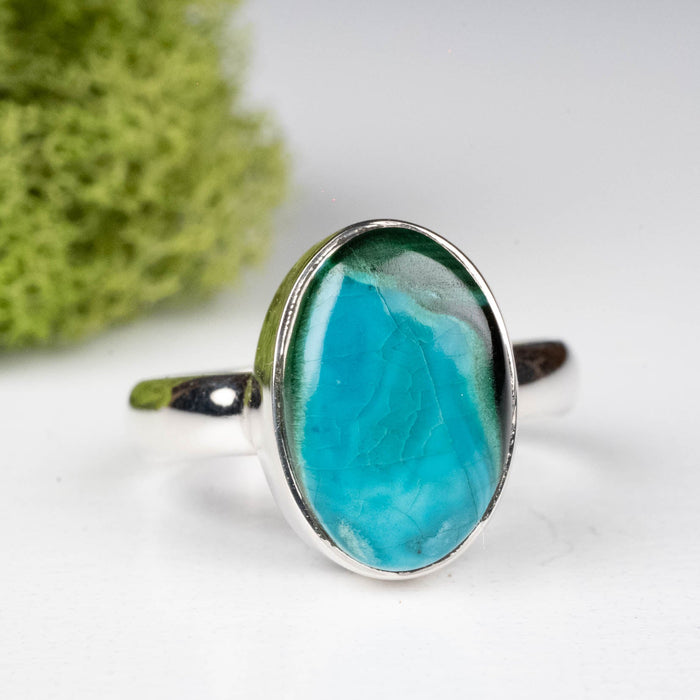 Chrysocolla + Malachite Ring 12x9mm Size 5 .925 Silver - InnerVision Crystals