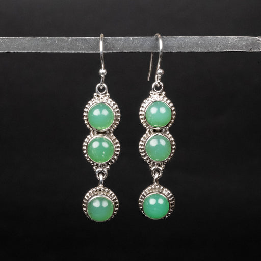 Chrysoprase Earrings 7mm .925 Silver - InnerVision Crystals