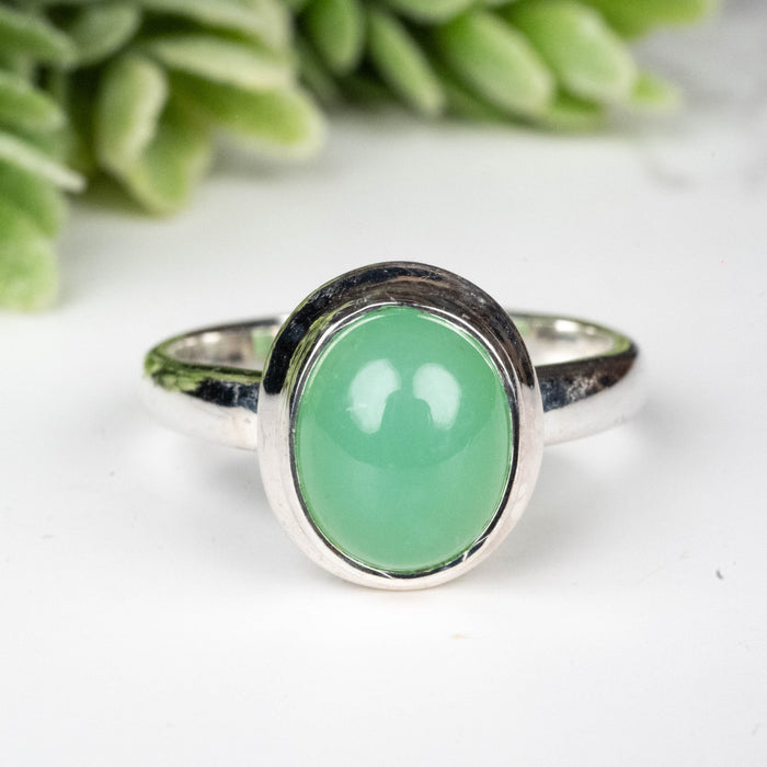 Chrysoprase Ring 10x8mm Size 8 - InnerVision Crystals
