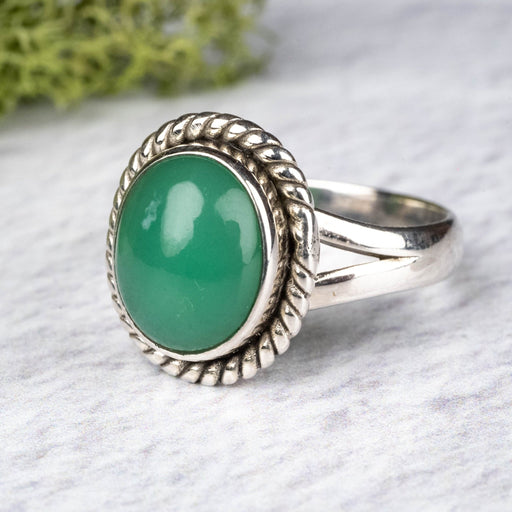 Chrysoprase Ring 10x9mm Size 9 .925 Silver - InnerVision Crystals