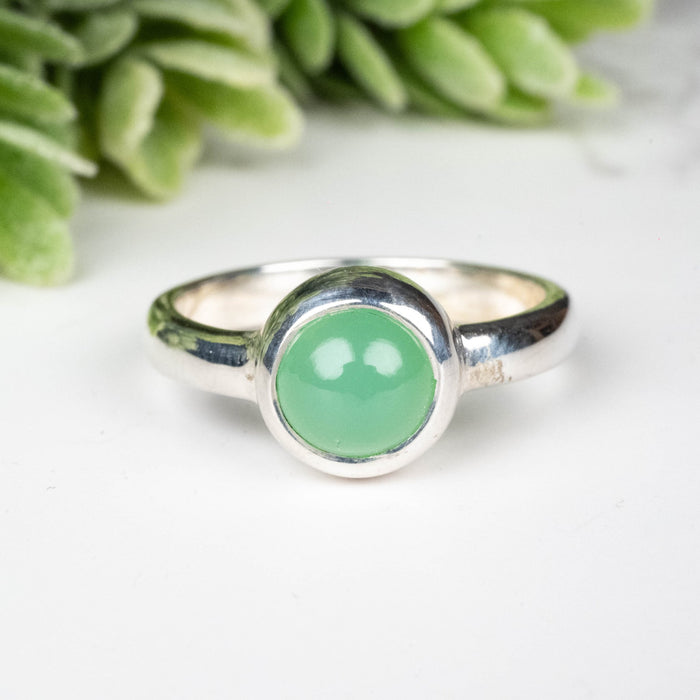 Chrysoprase Ring 6.8mm Size 7.5 - InnerVision Crystals