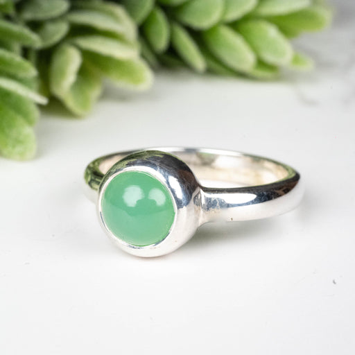 Chrysoprase Ring 6.8mm Size 7.5 - InnerVision Crystals