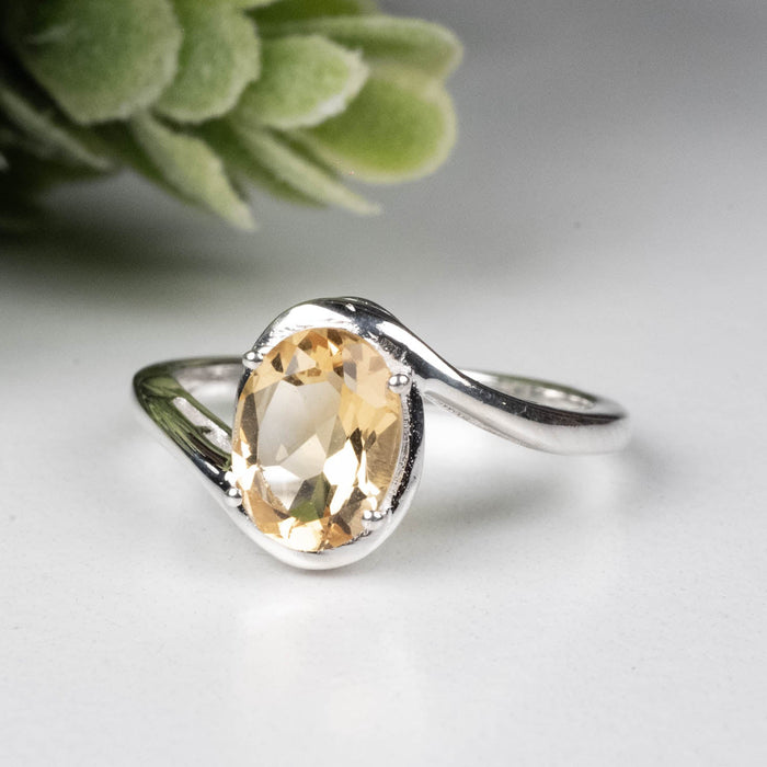 Citrine 8x6mm Ring .925 Silver - InnerVision Crystals