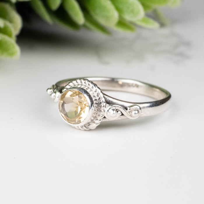Citrine Ring 5mm Size 5.5 - InnerVision Crystals