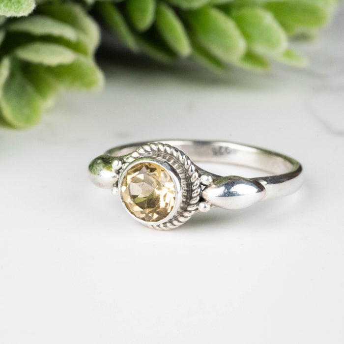 Citrine Ring 5mm Size 6 - InnerVision Crystals