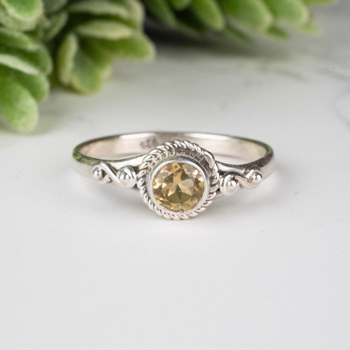 Citrine Ring 5mm Size 8 - InnerVision Crystals