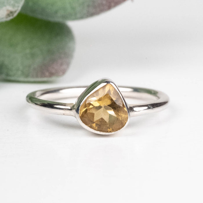 Citrine Ring 6mm Size 6 .925 Silver - InnerVision Crystals