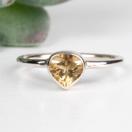 Citrine Ring 6mm Size 8 .925 Silver - InnerVision Crystals