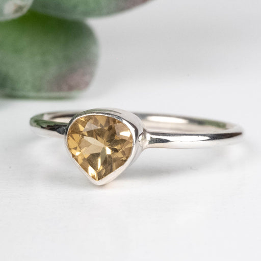 Citrine Ring 6mm Size 8 .925 Silver - InnerVision Crystals