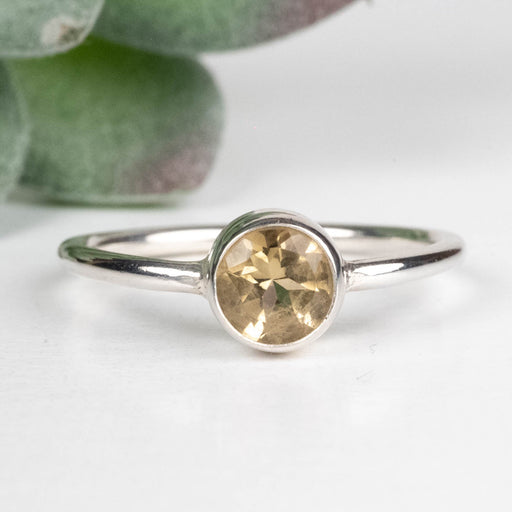 Citrine Ring 6mm Size 8 .925 Silver - InnerVision Crystals