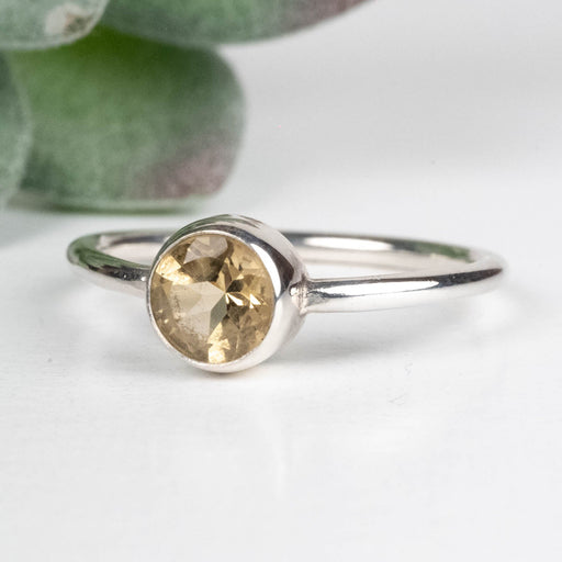 Citrine Ring 6mm Size 8 .925 Silver - InnerVision Crystals