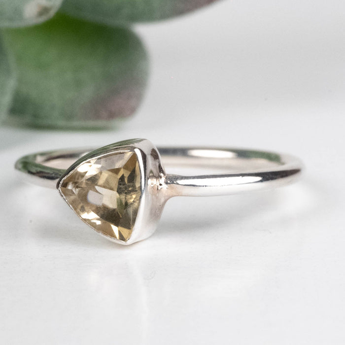 Citrine Ring 6mm Size 9 .925 Silver - InnerVision Crystals