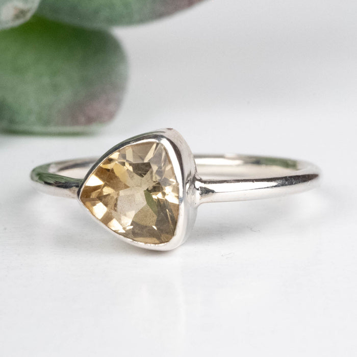 Citrine Ring 7mm Size 8 .925 Silver - InnerVision Crystals