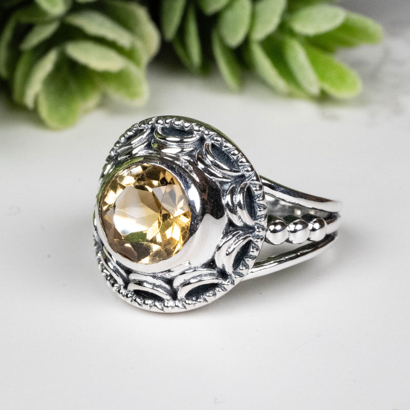 Citrine Ring 8mm Size 7 - InnerVision Crystals
