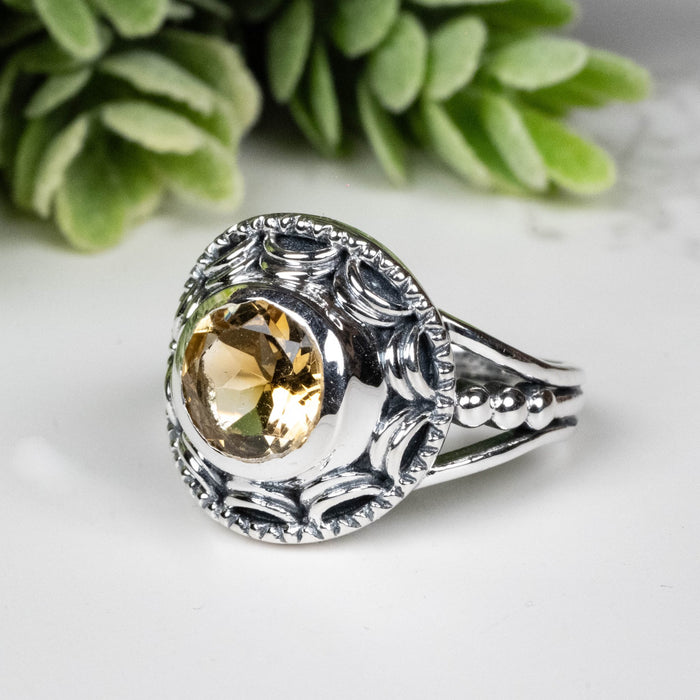 Citrine Ring 8mm Size 8 - InnerVision Crystals