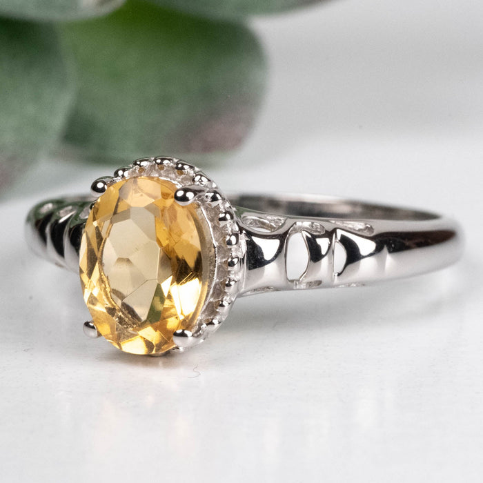 Citrine Ring 8x6mm Size 10 .925 Silver - InnerVision Crystals