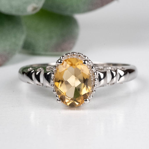 Citrine Ring 8x6mm Size 10 .925 Silver - InnerVision Crystals