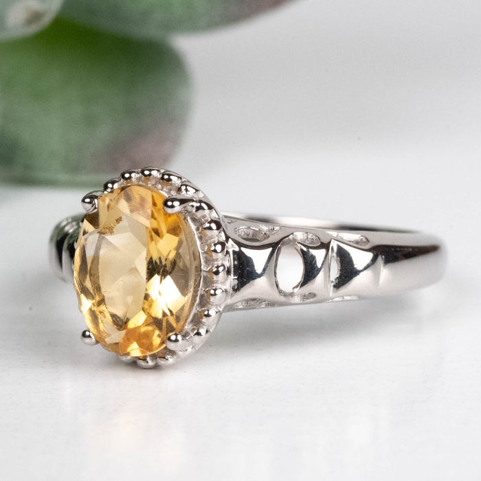 Citrine Ring 8x6mm Size 7 .925 Silver - InnerVision Crystals