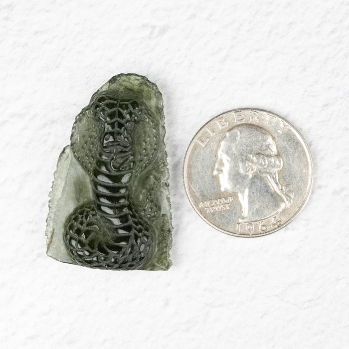 Cobra Moldavite Carving 38.55 ct 36x23x8mm - InnerVision Crystals