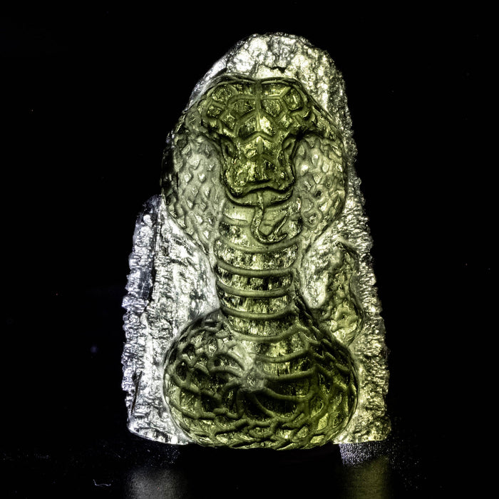 Cobra Moldavite Carving 38.55 ct 36x23x8mm - InnerVision Crystals