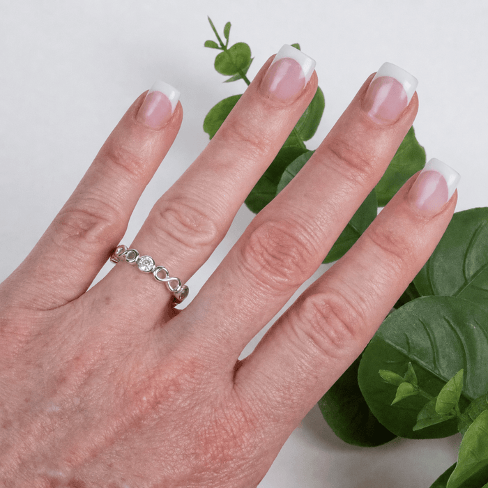 Diamond Infinity Band 5 Stone Ring 1/2 ctw - InnerVision Crystals