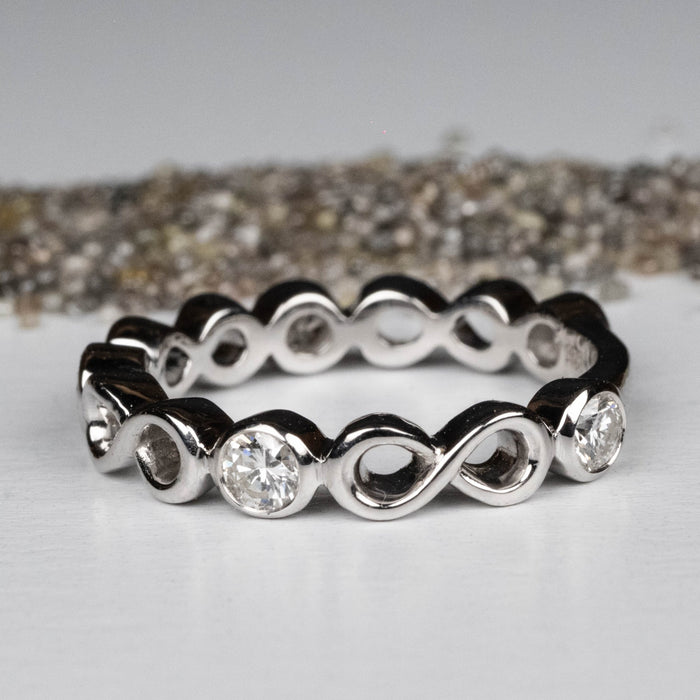 Diamond Infinity Band 5 Stone Ring 1/2 ctw - InnerVision Crystals
