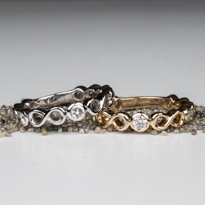 Diamond Infinity Band 5 Stone Ring 1/2 ctw - InnerVision Crystals