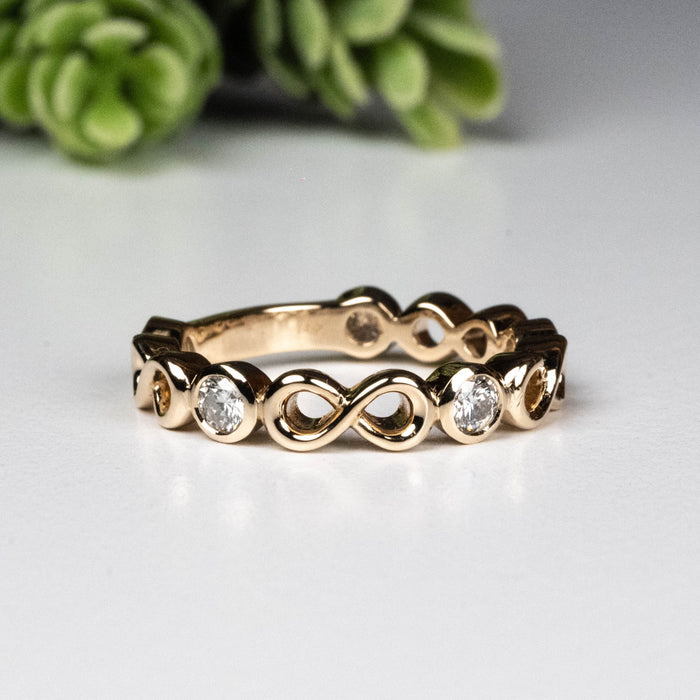 Diamond Infinity Band 5 Stone Ring 1/2 ctw - InnerVision Crystals