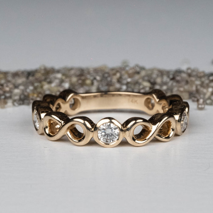Diamond Infinity Band 5 Stone Ring 1/2 ctw - InnerVision Crystals