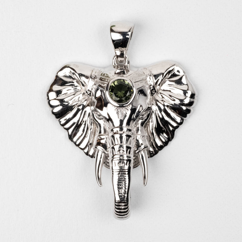 NEW Elephant Head Moldavite Pendant .925 Silver - InnerVision Crystals