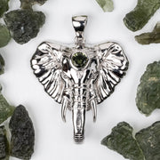 NEW Elephant Head Moldavite Pendant .925 Silver - InnerVision Crystals