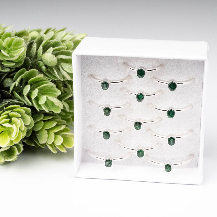 Emerald 4x3mm Ring .925 Silver - InnerVision Crystals