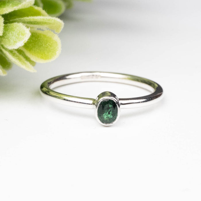 Emerald 4x3mm Ring .925 Silver - InnerVision Crystals